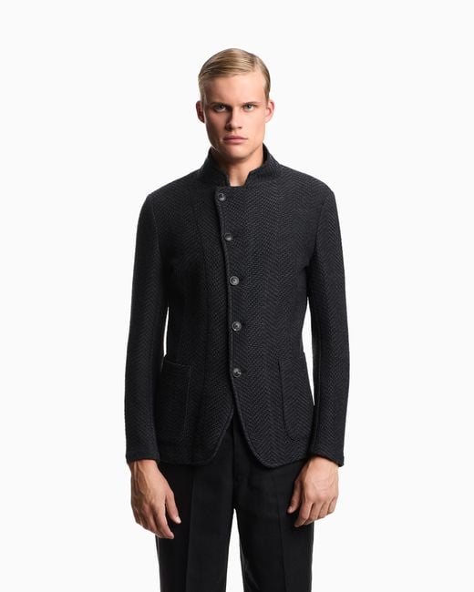 Emporio Armani Icon Guru-Collar Jacket With Off-Centre Fastening