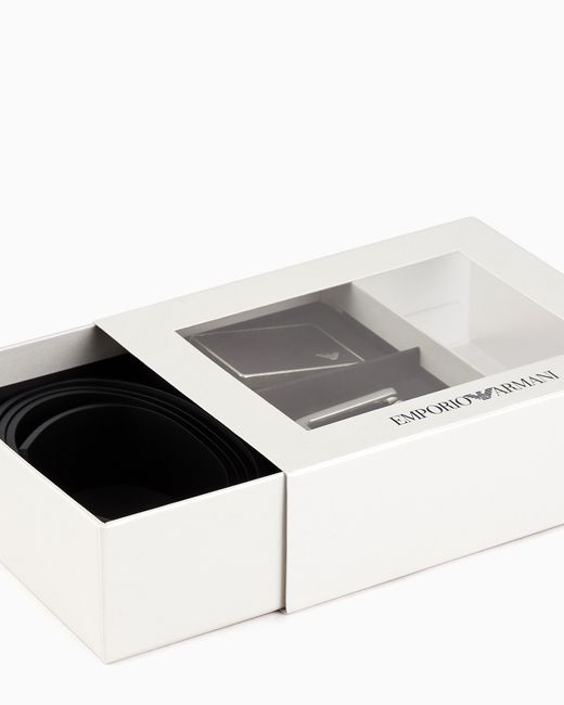Emporio Armani White Gift Box With Reversible Belt for men
