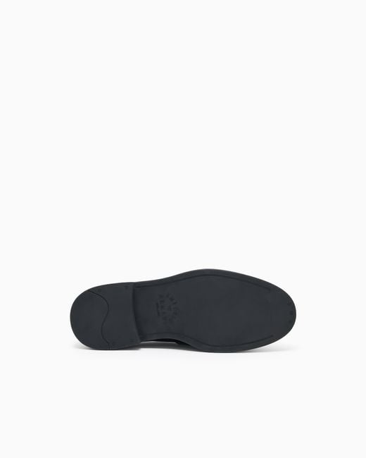 Emporio Armani Black Pebbled Leather Loafers for men