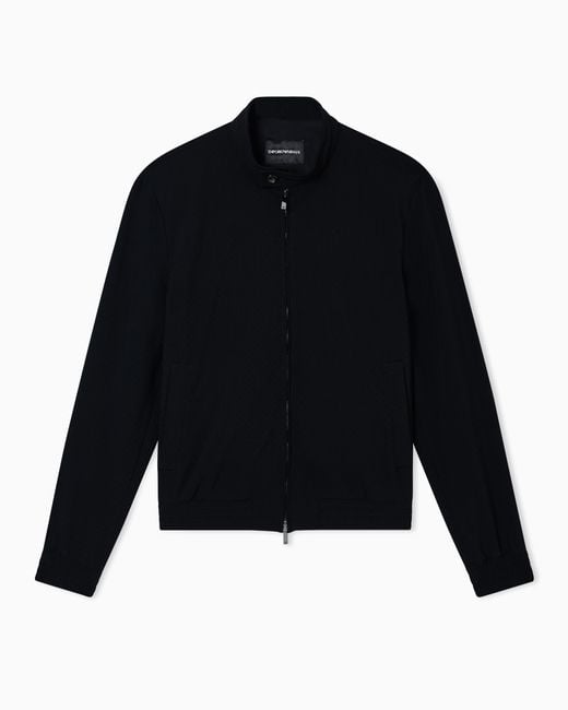 Emporio Armani Blue Icon Textured Light Wool Blouson for men