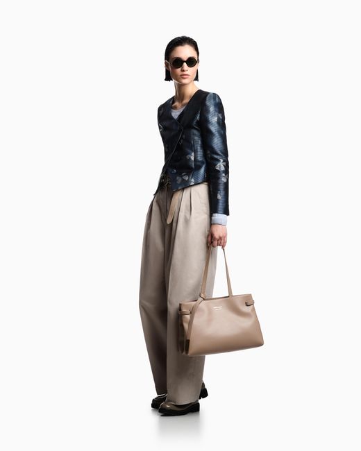 Emporio Armani Blue Boat-Neck Jumper With A Links-Stitch Motif