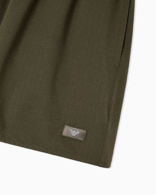 Emporio Armani Green Swim Shorts With Satin Label Patch for men