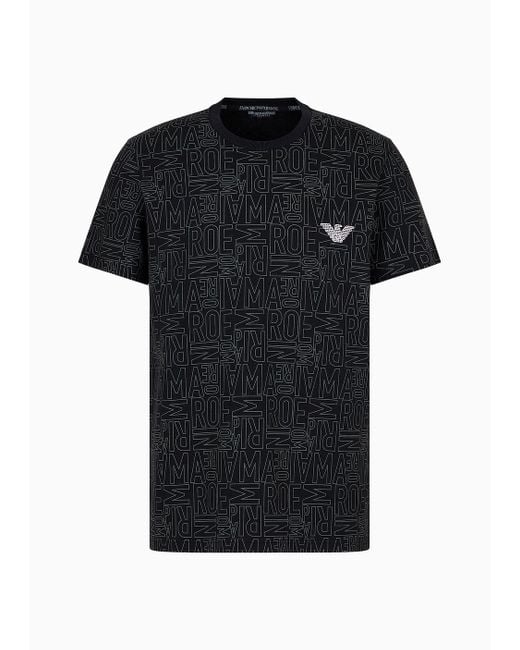 Camiseta De Estar Por Casa Con Inscripción Integral Del Logotipo Emporio Armani de hombre de color Black