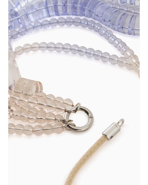 Emporio Armani White Gradient Multistrand Necklace With Spheres