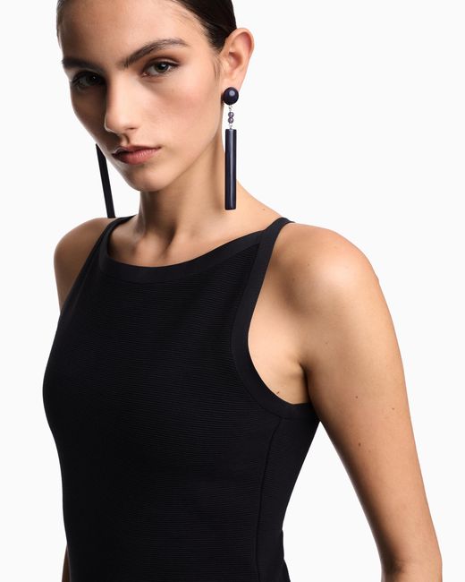 Emporio Armani Black Ottoman Jersey Sheath Dress