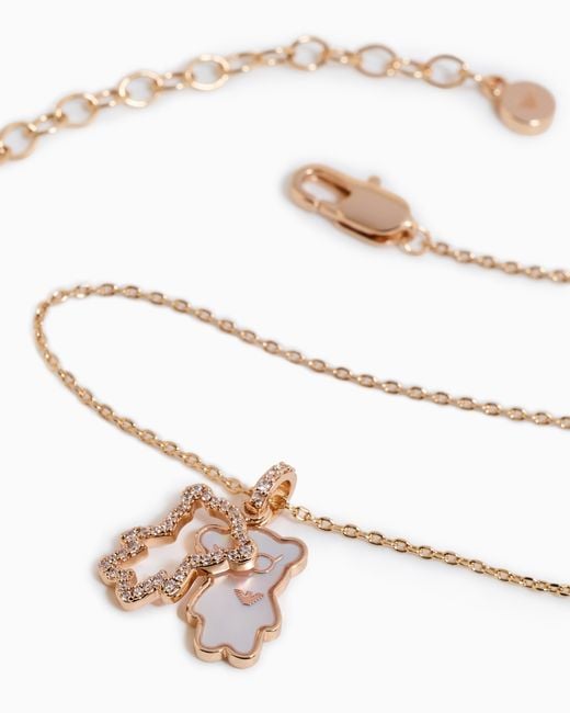 Emporio Armani Metallic Rose-Tone Brass Pendant Necklace