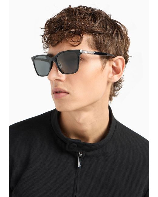 Gafas De Sol De Forma Cuadrada Ajuste Asiático Emporio Armani de hombre de color Black