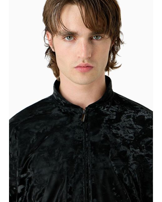 Emporio Armani Black Camouflage Blouson In Vinyl-look Technical Fabric for men