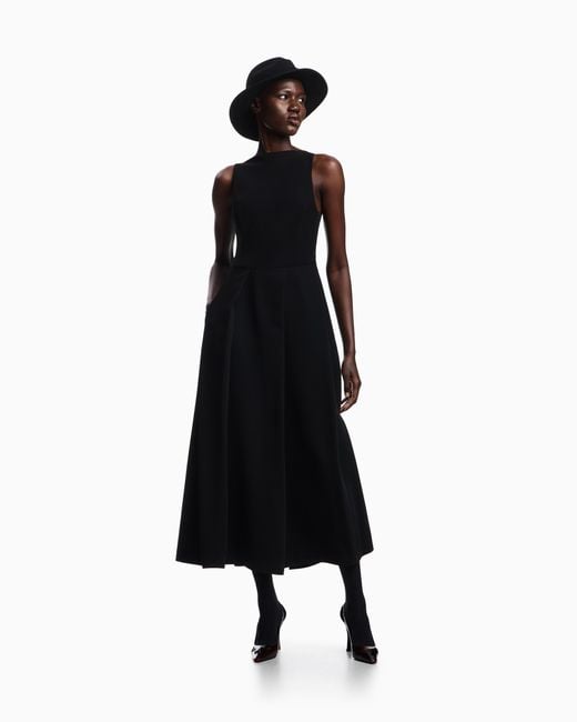 Robe Sans Manche Avec Plis En Cady Technique Emporio Armani en coloris Black