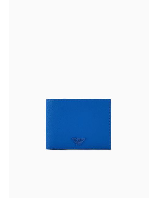 Emporio Armani Blue Armani Sustainability Values Regenerated Saffiano Leather Wallet With Rubberised Eagle for men