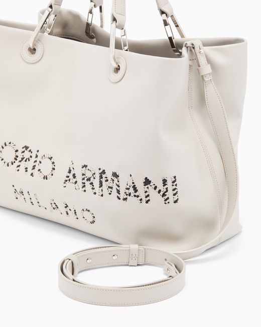 Emporio Armani White Myea Medium Shopper Bag