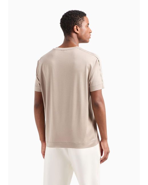 Emporio Armani Natural Asv Lyocell-blend Jersey T-shirt With Embossed Logo Tape for men