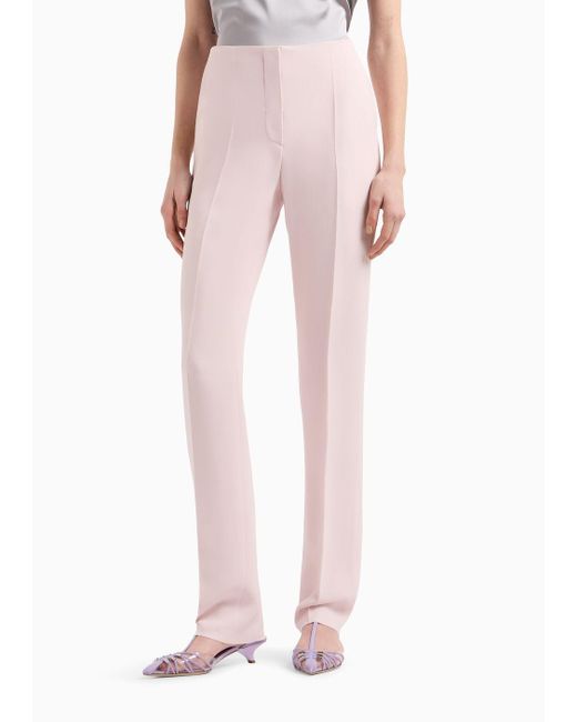 Pantalones Con Pliegue De Crepé De Cady Emporio Armani de color Pink