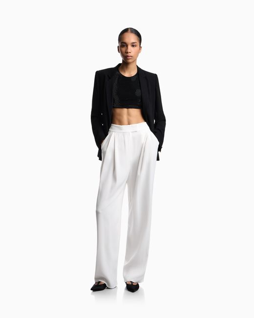 Emporio Armani White Wide Leg Trousers