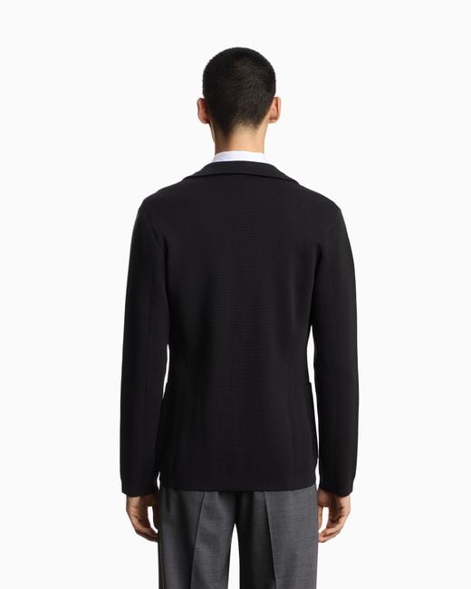 Emporio Armani Blue Icon Knitted, Single-Breasted Jacket for men