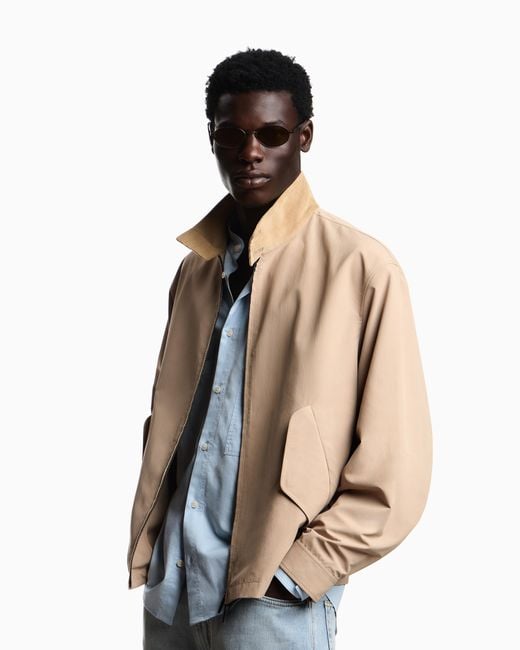 Emporio Armani Natural Blouson Jacket With High Collar And Angled Flap Pockets for men