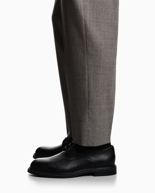 Emporio Armani Gray Muted Prince Of Wales Check Mouliné Wool Suit for men