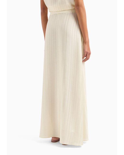 Emporio Armani White Long Skirt With All-over Rectangle Design