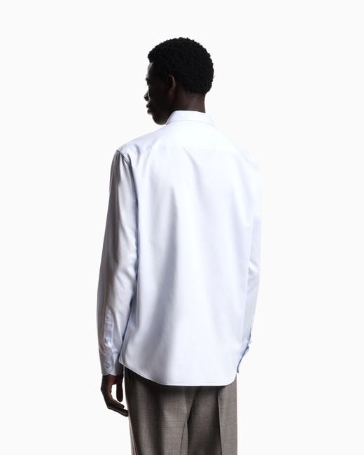 Emporio Armani White Cotton Poplin Shirt for men