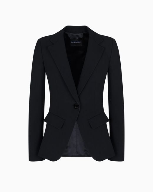 Emporio Armani Black Single-Breasted Cady Crêpe Blazer