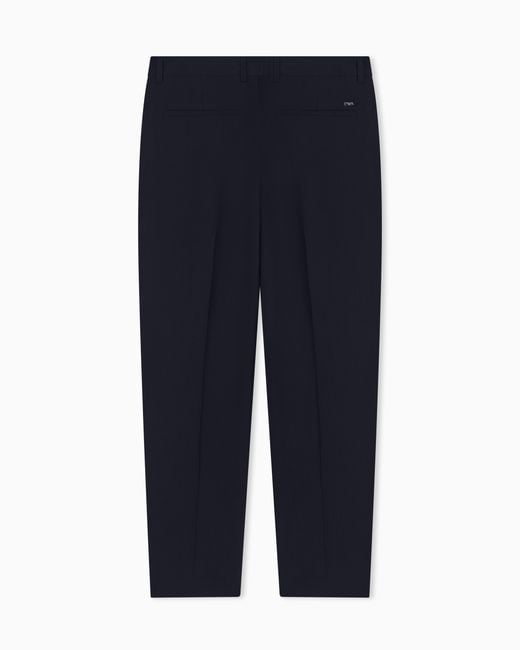 Emporio Armani Blue Travel Essential Light Wool Trousers for men