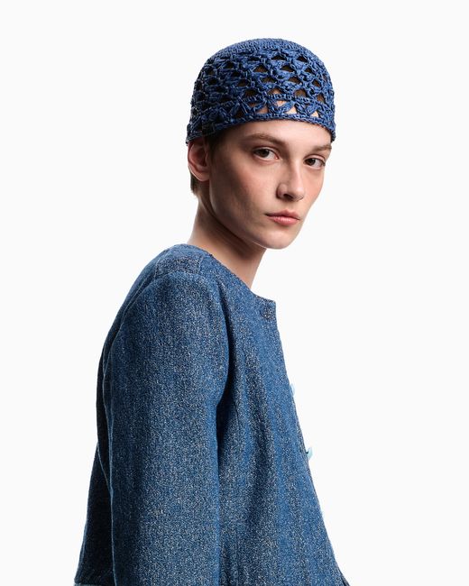 Emporio Armani Blue Crochet Cap