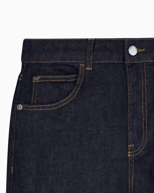 Emporio Armani Blue Denim Slim Fit Mercerized Jeans With 5 Pockets Essential