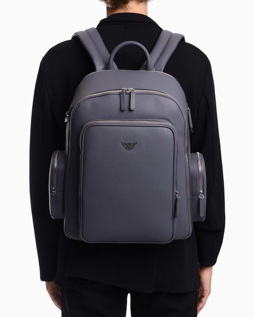 Emporio Armani Gray Backpack With A Metallic Logo And-Tone Zips for men