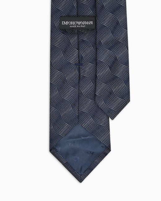 Emporio Armani White Pure Silk Tie With Jacquard Pattern for men