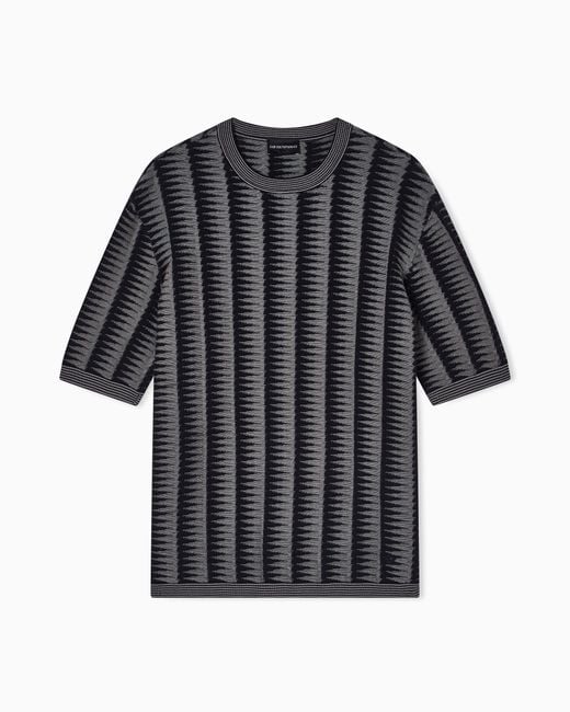 Emporio Armani Black Jumper With Two-Toned Jacquard Motif for men