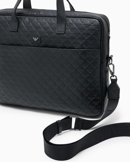 Sac Business En Cuir Avec Aigle Estampé All Over Emporio Armani pour homme en coloris Black