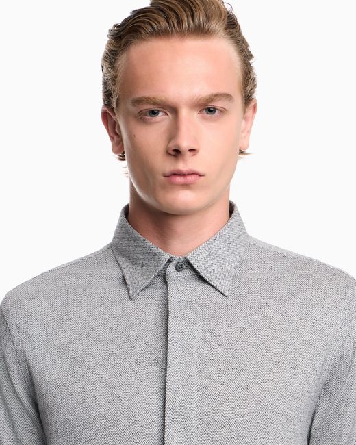 Emporio Armani Gray Chevron Jersey Shirt Signature Capsule for men