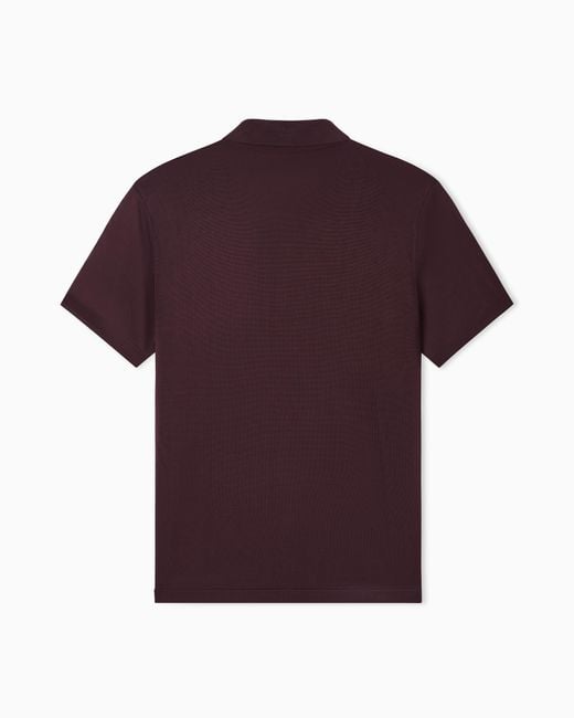 Emporio Armani Purple Plain-Knit Polo Shirt for men