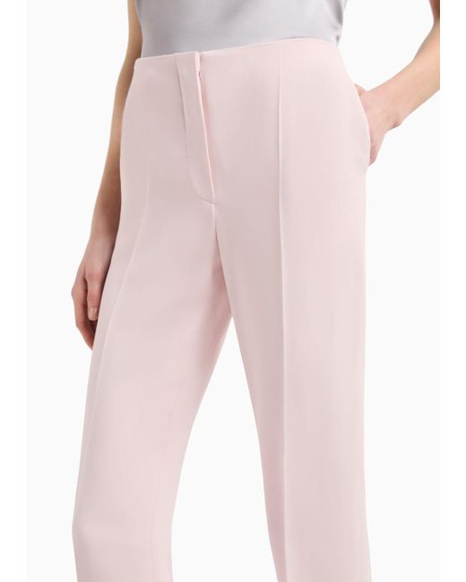 Emporio Armani Pink Cady Crêpe Ribbed Trousers