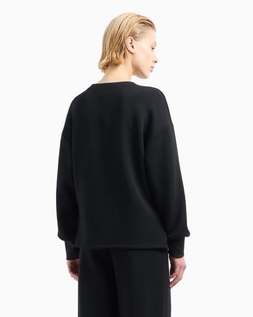 Emporio Armani Black Scuba Fabric Sweatshirt With Side Slits