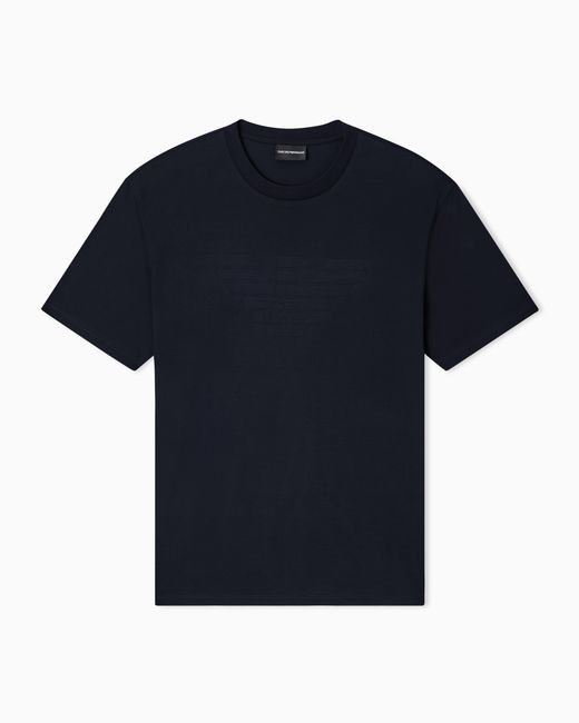 Emporio Armani Blue Intarsia Jersey T-Shirt for men