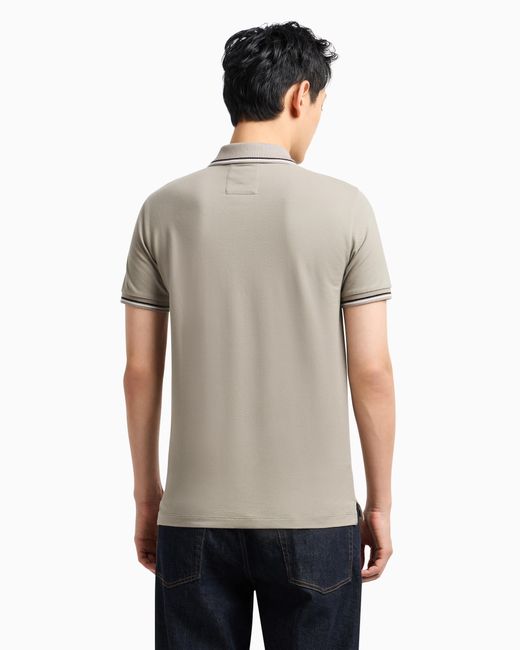 Emporio Armani Gray Slim-Fit Stretch Piqué Polo Shirt With Micro Eagle for men