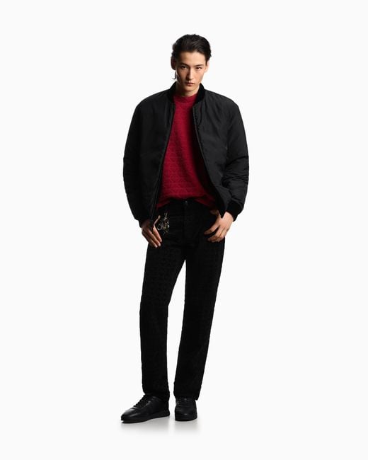 Emporio Armani Red Lunar New Year Double-Jersey Sweatshirt With All-Over Flocked Eagles for men