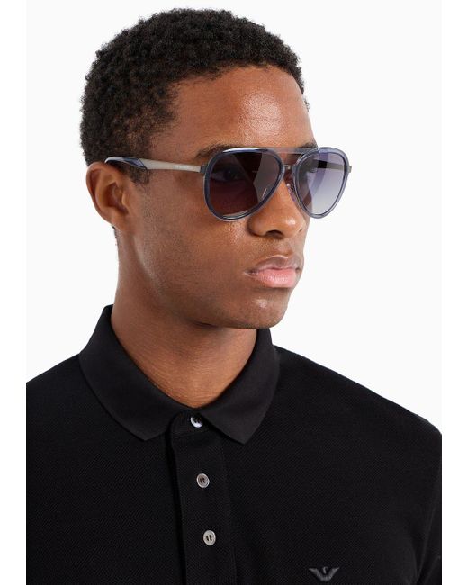 Emporio Armani Blue Aviator Sunglasses for men