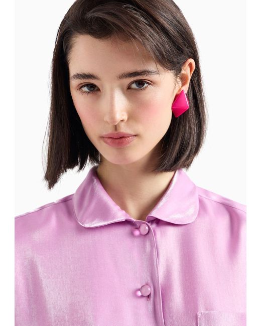 Emporio Armani Pink Shirt In Trilobal Fabric With Patch Pocket