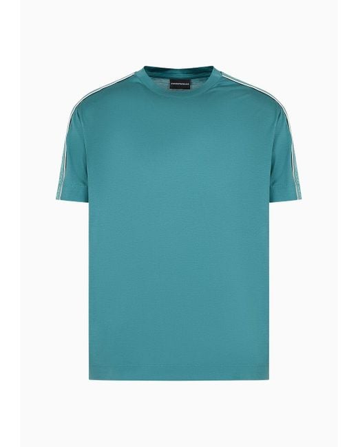Emporio Armani Asv T-shirt Aus Jersey-lyocell-mischung, Mit Logoband In Relief-optik in Blue für Herren