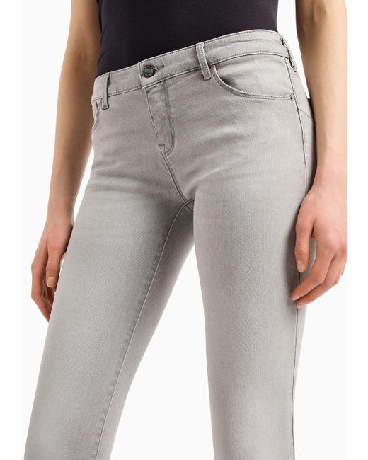 Emporio Armani Gray J23 Mid-rise, Super-skinny Jeans In A Worn-look Denim
