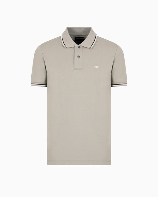 Emporio Armani Gray Slim-Fit Stretch Piqué Polo Shirt With Micro Eagle for men