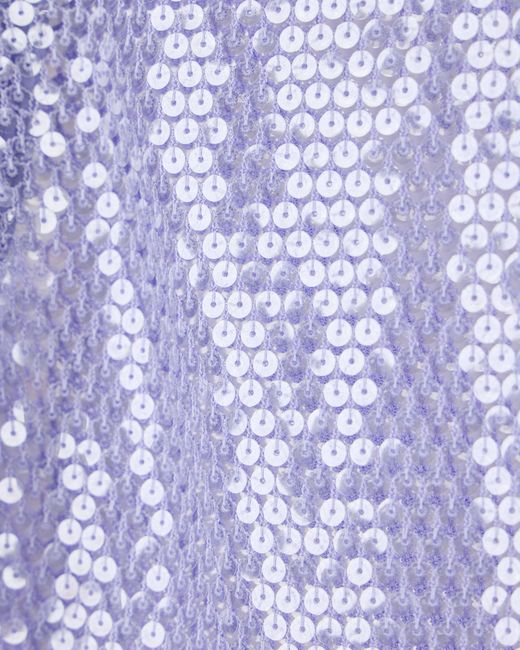 Emporio Armani Purple Mesh Crochet Top With All-Over Sequins