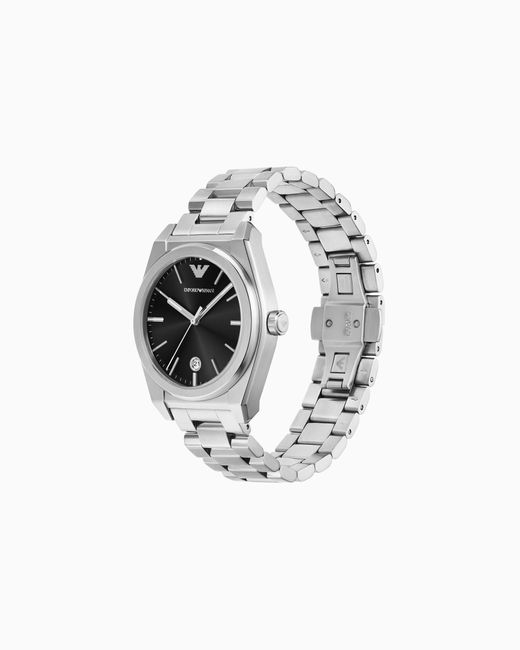 Reloj De Tres Manecillas De Acero Inoxidable Con Visualización De Fecha Emporio Armani de hombre de color White