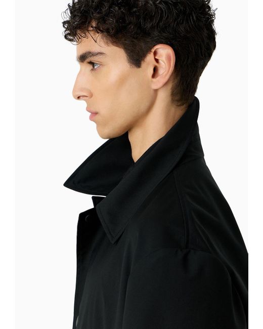 Trench-coat Déperlant Et Coupe-vent Asv En Tissu Technique De Laine Vierge Durable Emporio Armani pour homme en coloris Black
