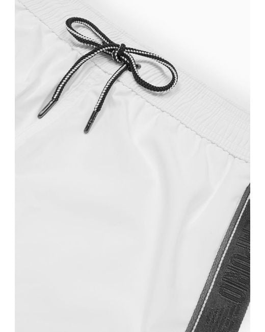 Costume Shorts In Tessuto Riciclato Con Banda Logotape Asv di Emporio Armani in Gray da Uomo