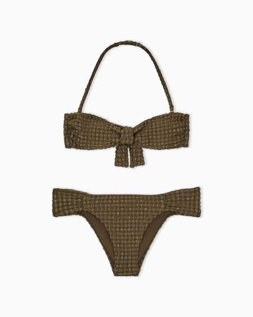 Emporio Armani Metallic Padded Seersucker Bandeau Bikini