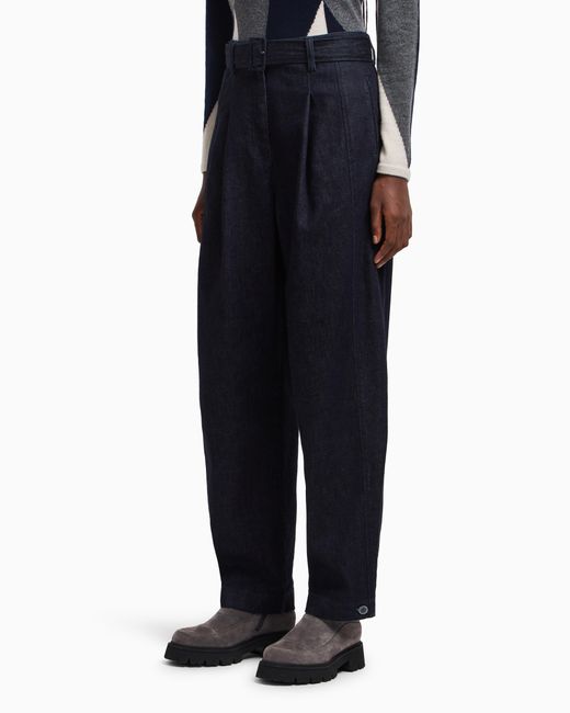 Pantaloni Con Pinces E Cintura di Emporio Armani in Blue