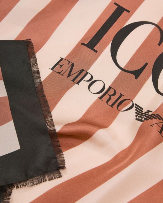 Emporio Armani Pink Icon Print Pure Silk Foulard